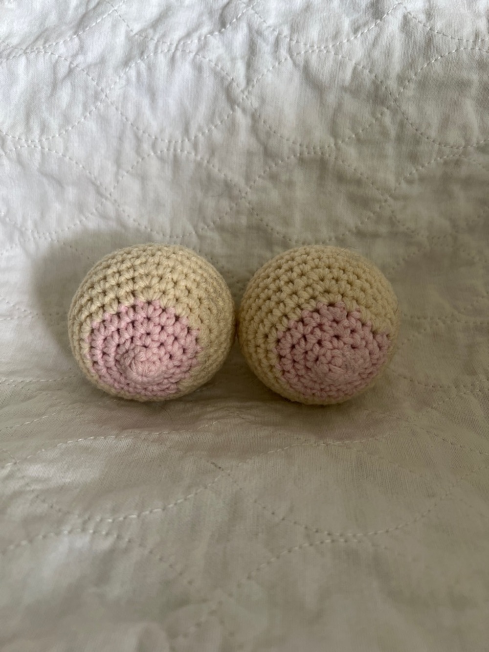 Handmade Crochet Breastballs - Cream and Light Pink